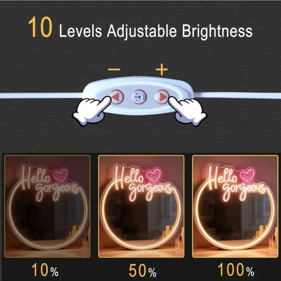 Hello Gorgeous Mirror Pink & White Neon Wall Sign - Home Wall Decor - Picture 6 of 8